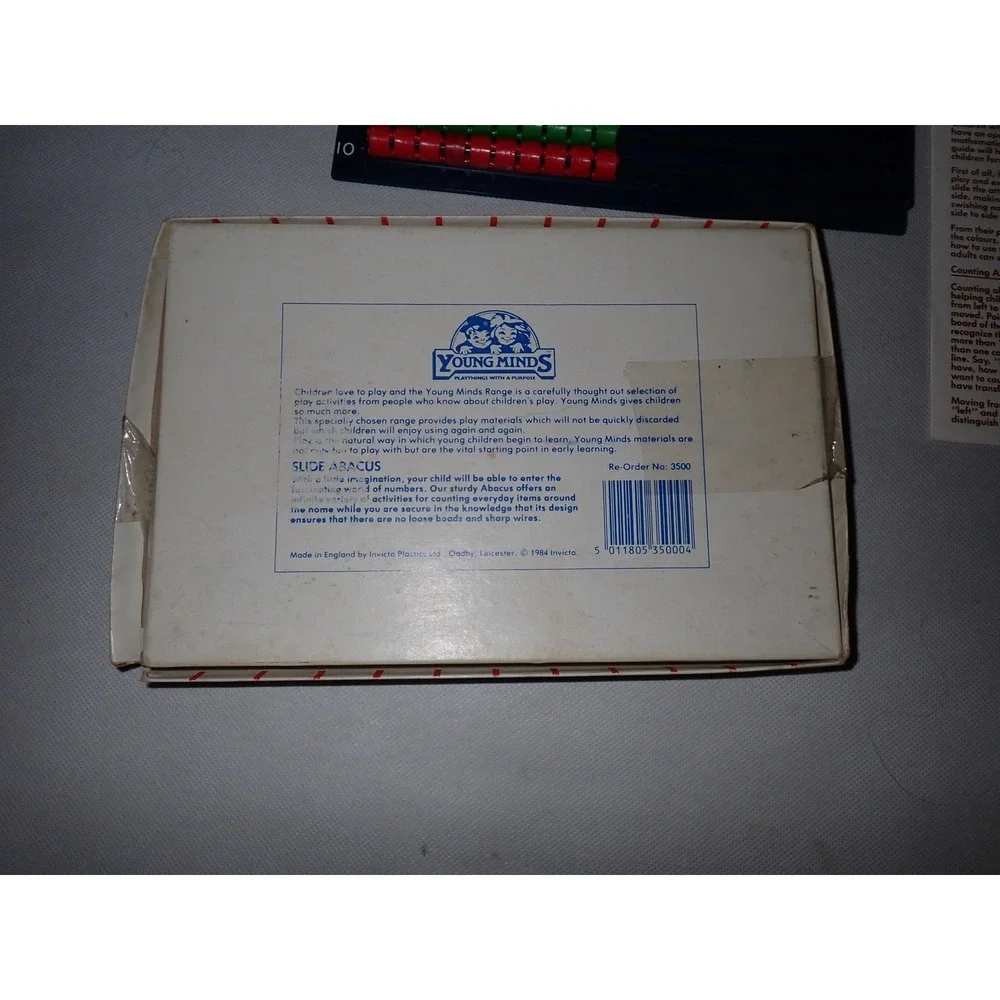 Young Minds Kids Vintage Slide Abacus Math Counting Toy 3500 w/ Box 1984